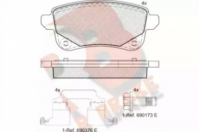 R BRAKE rb2222 -  Комплект тормозных колодок, дисковый тормоз